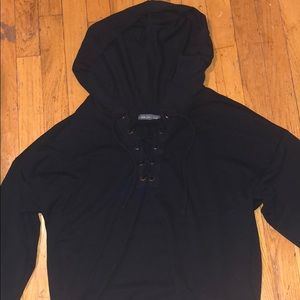 West Coast Love Black Sweatshirt Crop Top